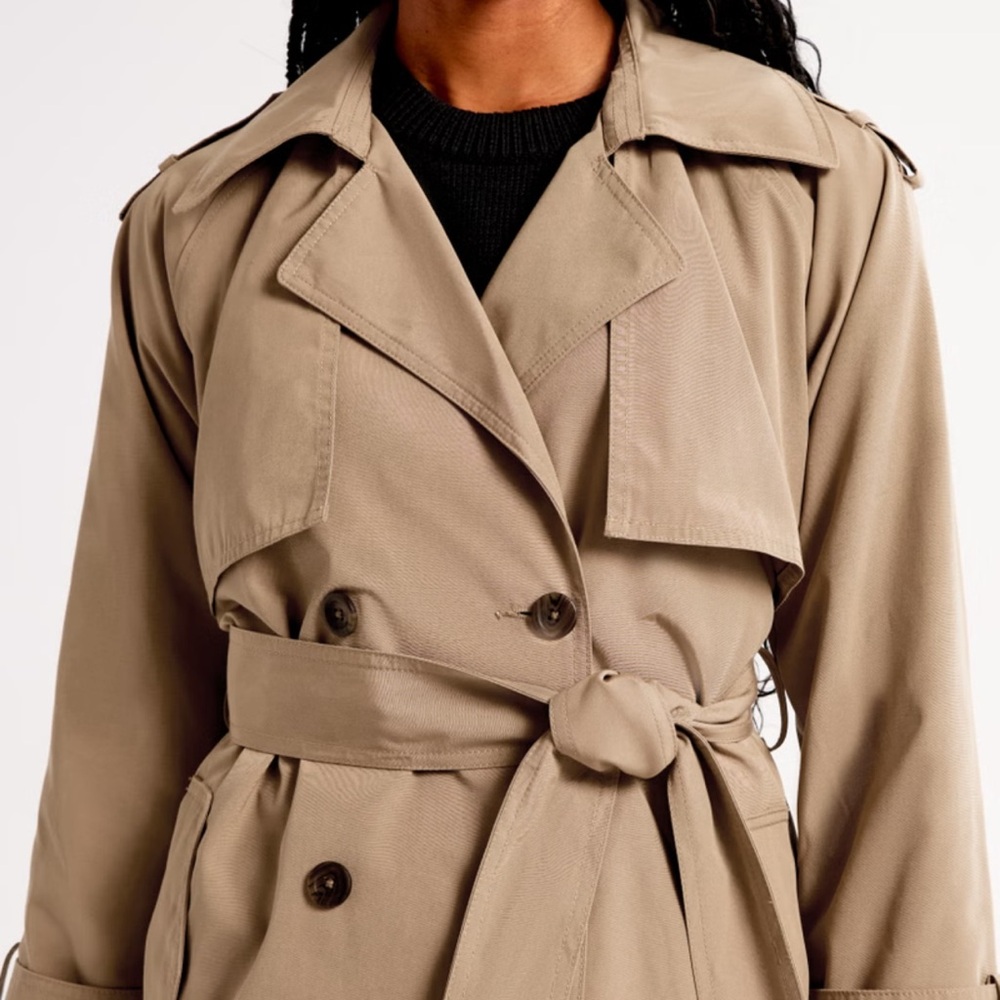 NWT Abercrombie & Fitch Classic Trench Coat in Tan - Picture 3 of 12